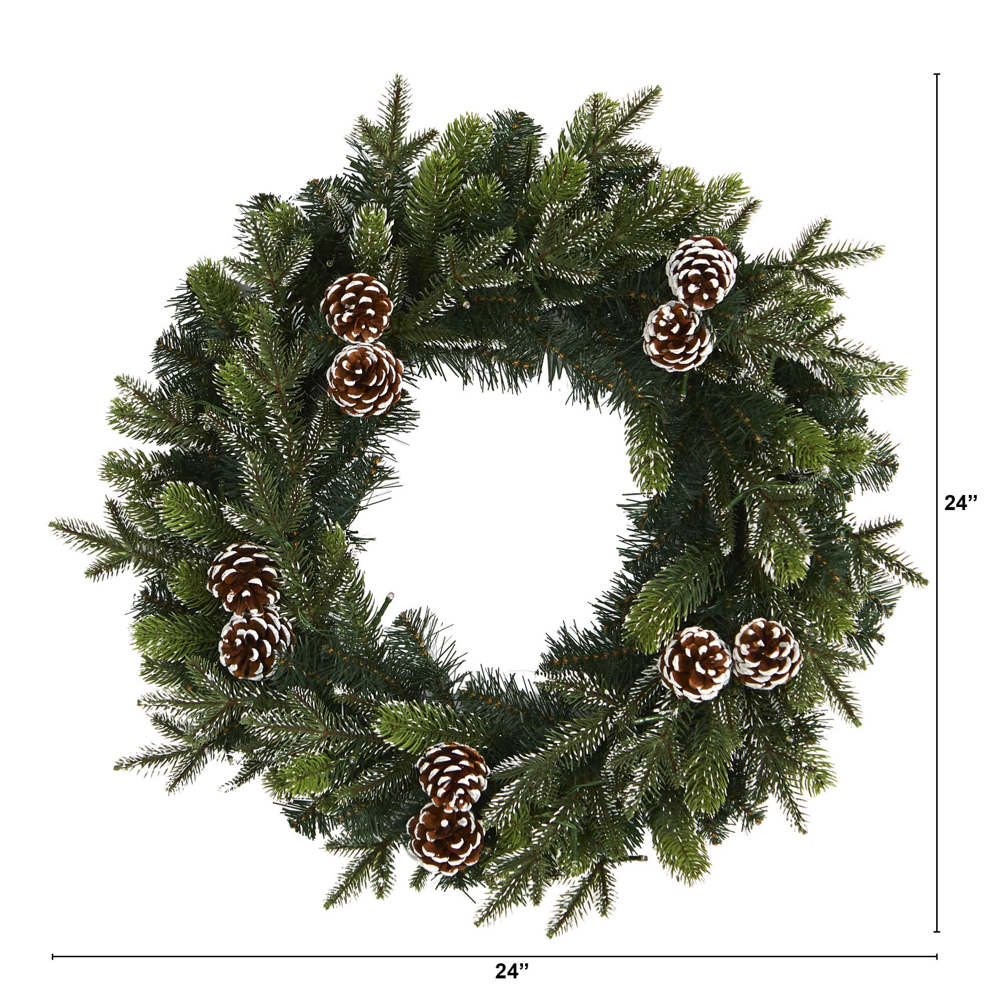 24" Pre-Lit Snowed Pinecone Artificial Christmas Wreath